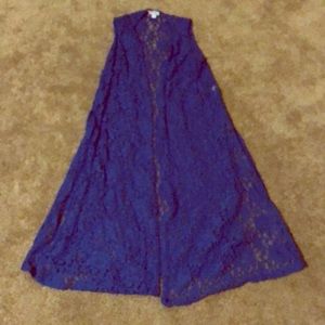 Lularoe Joy Lace Duster size S empire Blue